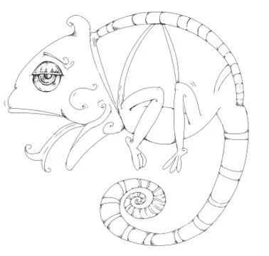 Chameleon design stroke symbol Stock Illustration