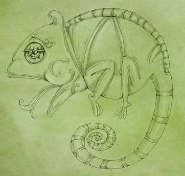 Chameleon design stroke symbol Stock Illustration