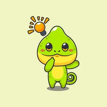 Chameleon get an idea cartoon vector illustration Stock Illustration