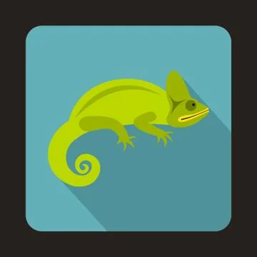 Chameleon icon, flat style Stock Illustration