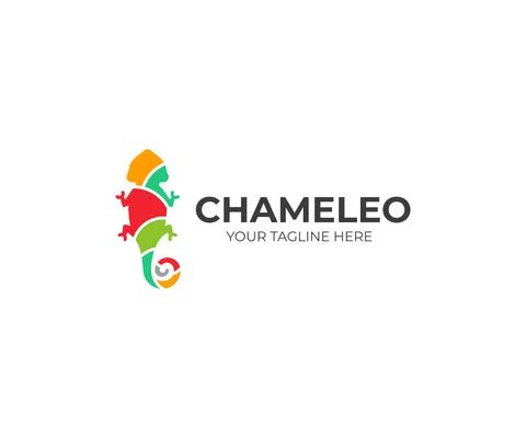 Chameleon logo design. Colored lizard vector design Stock Illustration