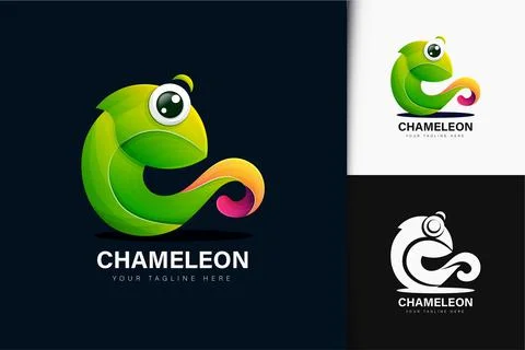 Chameleon logo design with gradient Stock Illustration