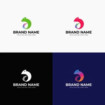 Chameleon logo design template vector illustration. Lizard animal, Exotic ani Stock Illustration