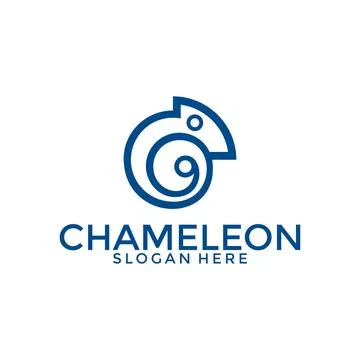 Chameleon logo vector, Abstract line Chameleon logo design template Stock Illustration