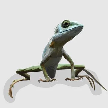 Chameleon realistic hand drawn vector and illustrations white backgrounds Stock Illustration