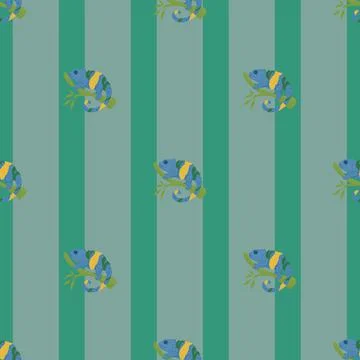 Chameleon seamless pattern. Background of tropical lizard. Stock Illustration