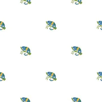 Chameleon seamless pattern. Background of tropical lizard. Illustrazione stock