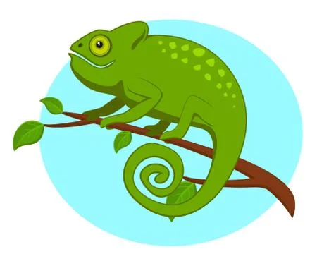Chameleon sitting on a tree branch. Stockillustratie