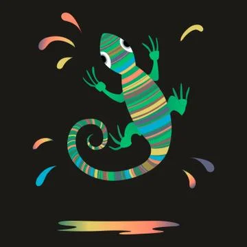 Chameleon, Splash paint Stock Illustration