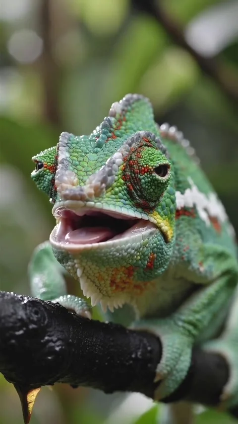 Chameleon on a tree branch Stock Footage 328023912