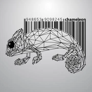 Chameleon from triangles and barcode. Stock Illustration