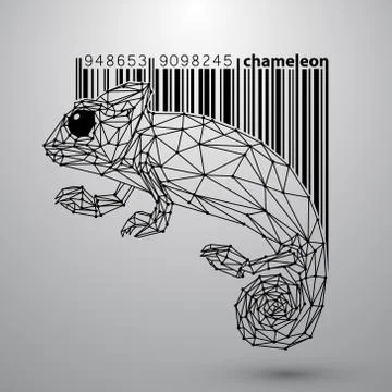 Chameleon from triangles and barcode. Stock Illustration
