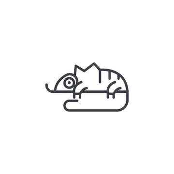 Chameleon vector line icon, sign, illustration on background, editable strokes Stock Illustration