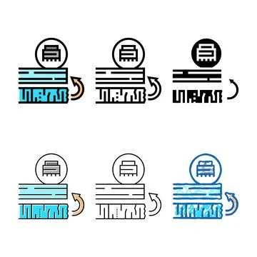 Chamfering mirror color icon vector set Stock Illustration