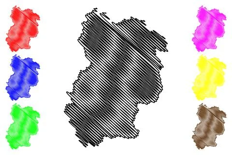 Chamoli district (Uttarakhand or Uttaranchal State, Republic of India) map ve Stock Illustration