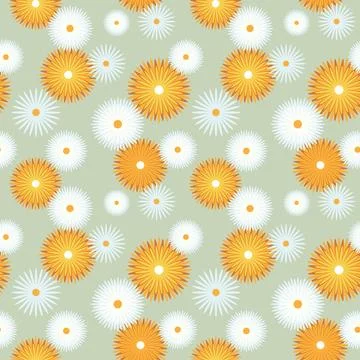 Chamomile calendula marigold pattern floral Stock Illustration