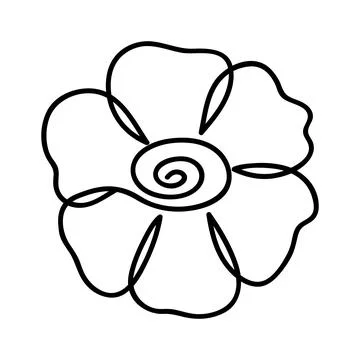 Chamomile drawing in single continuous line art Stock Illustration
