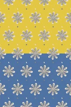 Chamomile floral seamless pattern. Embroidery motif, paint brush strokes Stock Illustration