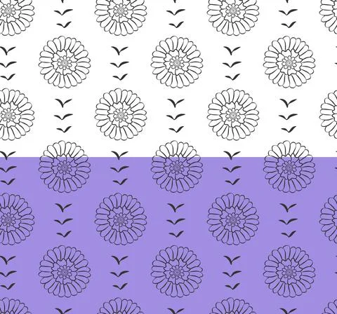 Chamomile floral seamless pattern. Indian traditional mehndi style, hand drawing 스톡 일러스트