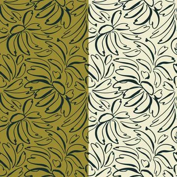 Chamomile floral vector seamless pattern. Hand drawn grey ink brush stroke Illustrazione stock