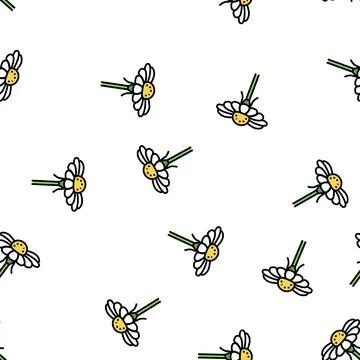 Chamomile flower bud vector seamless pattern Stock Illustration