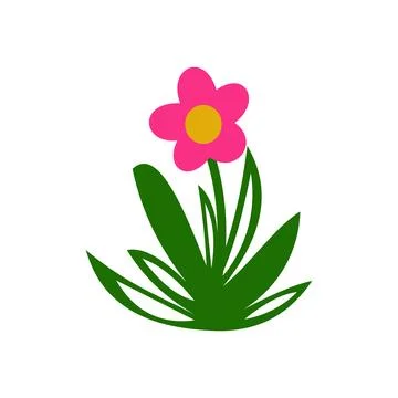 Chamomile flower on a green background. Grass and flower icon. Stock Illustration