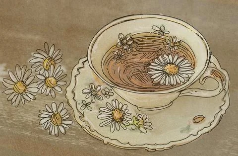 Chamomile with flower Stock Illustration