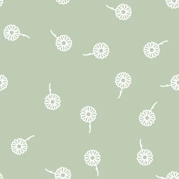 Chamomile flower line vector seamless pattern Stock Illustration