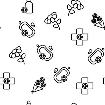 Chamomile Flower Plant Vector Seamless Pattern 스톡 일러스트