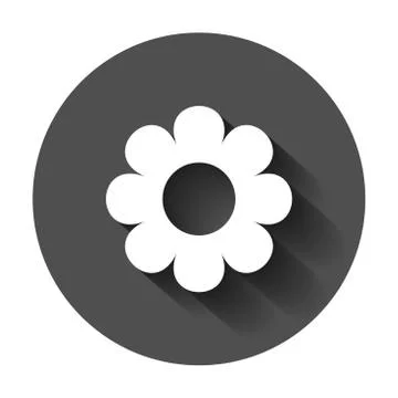 Chamomile flower vector icon in flat style. Daisy illustration with long shad Stock Illustration