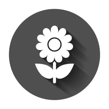 Chamomile flower vector icon in flat style. Daisy illustration with long shad Stock Illustration