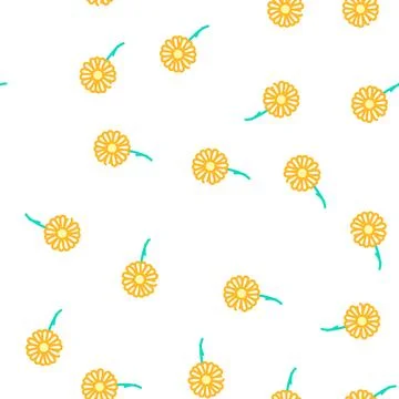 Chamomile flower vector seamless pattern Illustrazione stock