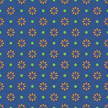 Chamomile geometric seamless pattern. Isolated daisy on navy blue background, Stock Illustration
