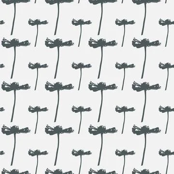Chamomile helenium flower blossom seamless pattern, silhouette on white backg Stock Illustration