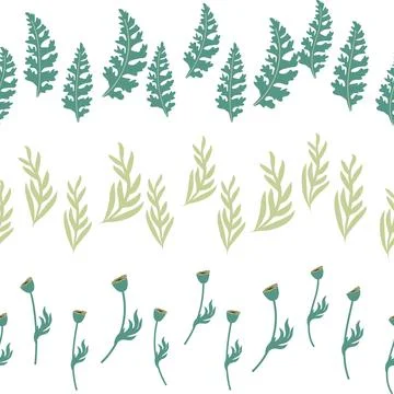 Chamomile horizontal border seamless pattern. Floral seamless border Stock Illustration