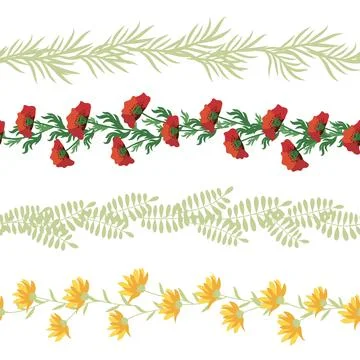 Chamomile horizontal border seamless pattern. Floral seamless border Stockillustratie