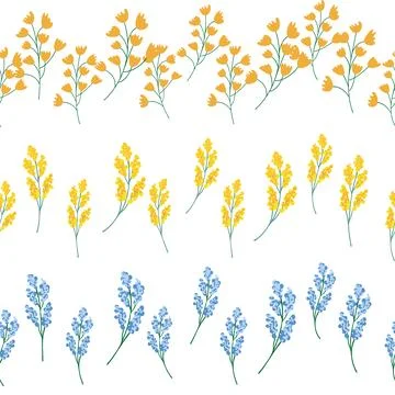 Chamomile horizontal border seamless pattern. Floral seamless border イラスト素材