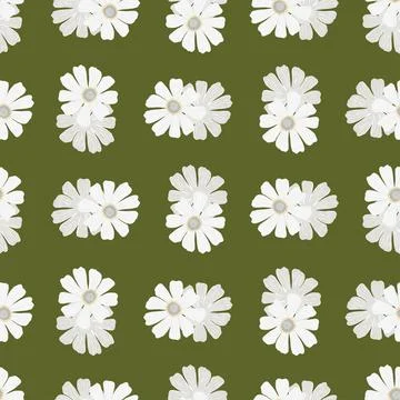 Chamomile pattern seamless in freehand style. Spring flowers on colorful back Illustrazione stock