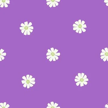 Chamomile pattern seamless in freehand style. Spring flowers on colorful back Illustrazione stock