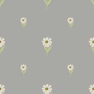 Chamomile pattern seamless in freehand style. Spring flowers on colorful back Illustrazione stock