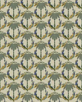 Chamomile. Seamless floral pattern with stylized decorative flowers and leave Stock Illustration