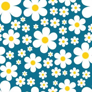 Chamomile seamless pattern, vector floral print in naive style Stock Illustration