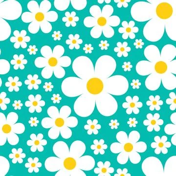 Chamomile seamless pattern, vector floral print in naive style Stock Illustration