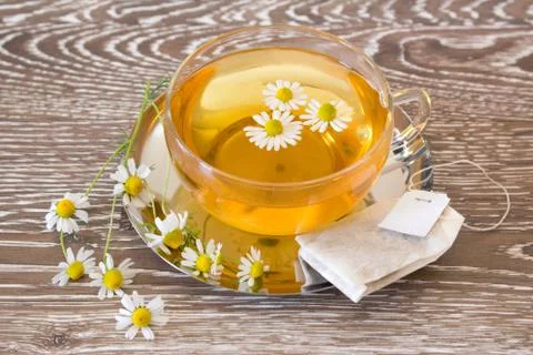 Chamomile tea with tea bag Foto stock