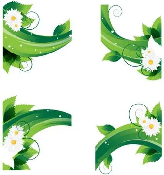 Chamomiles and dense foliage Stock Illustration