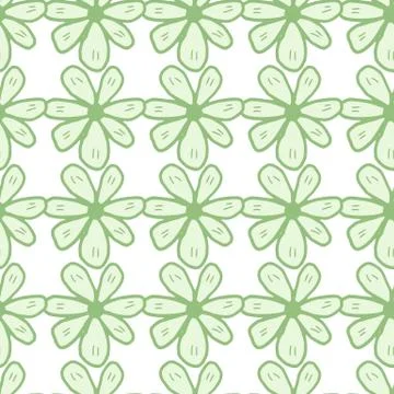 Chamomiles flowers seamless pattern. Geometric daisies floral endless backgro Stock Illustration