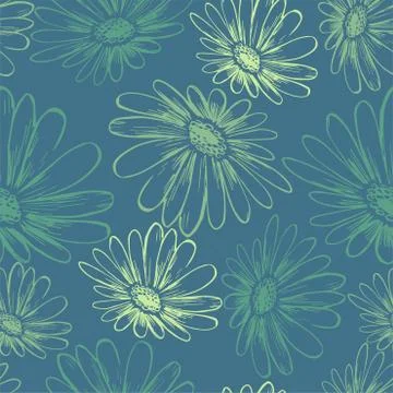 Chamomiles Seamless Pattern for Wallpaper Stock Illustration