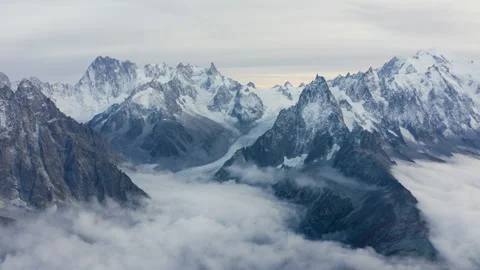 Chamonix Mont black Mer de Glace aerial 2 Stock Footage 260301360
