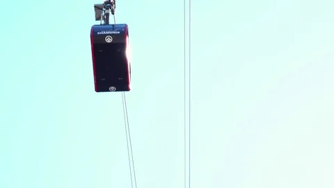 Chamonix Mont Blanc Cable Car Passes Overhead on Clear Day Stock Footage 82372697
