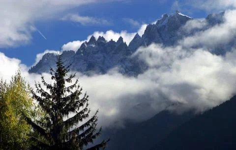 Chamonix Mountains and cloudscape Stock Photos